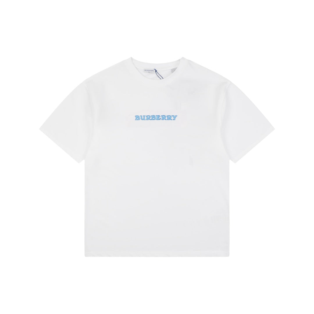 Burberry Wordmark Front Equestrian Knight Back Print Short Sleeve Tee – White