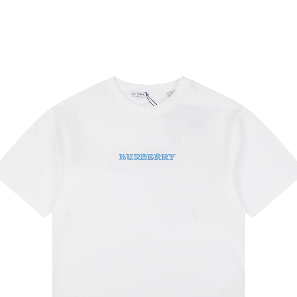 Burberry Wordmark Front Equestrian Knight Back Print Short Sleeve Tee – White