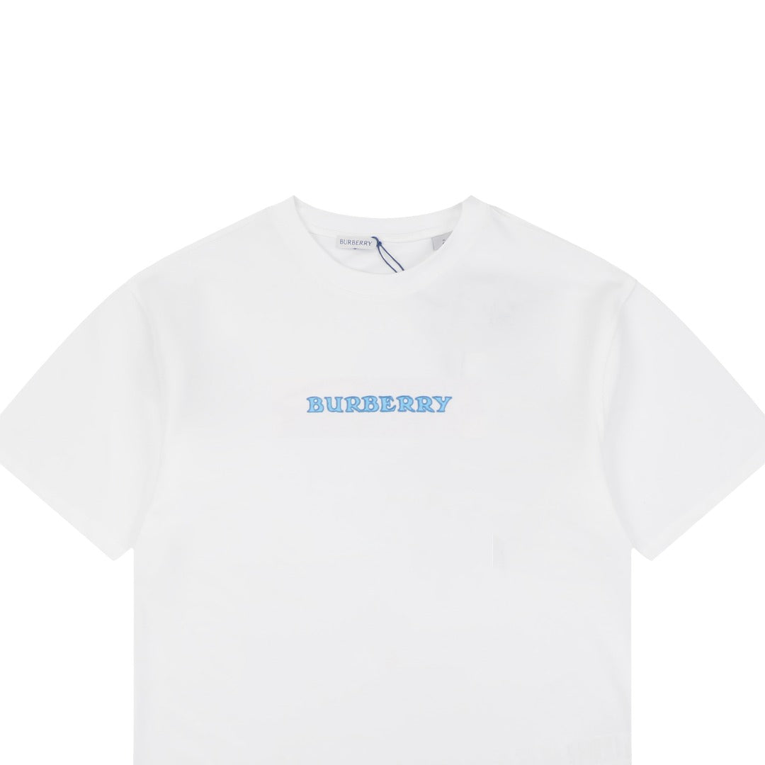 Burberry Wordmark Front Equestrian Knight Back Print Short Sleeve Tee – White