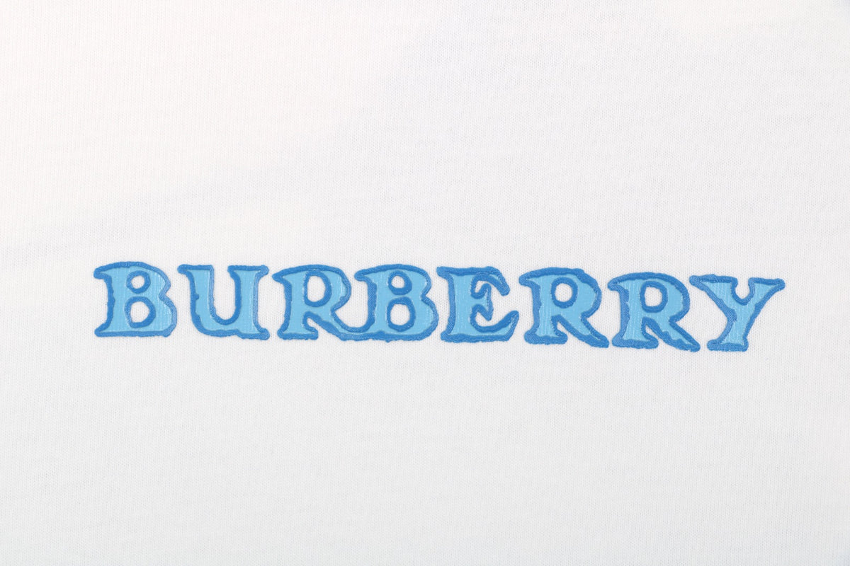 Burberry Wordmark Front Equestrian Knight Back Print Short Sleeve Tee – White