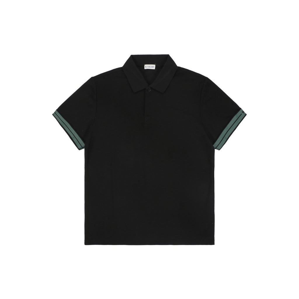 Burberry Equestrian Knight Stripe Cuff Polo Shirt – Black