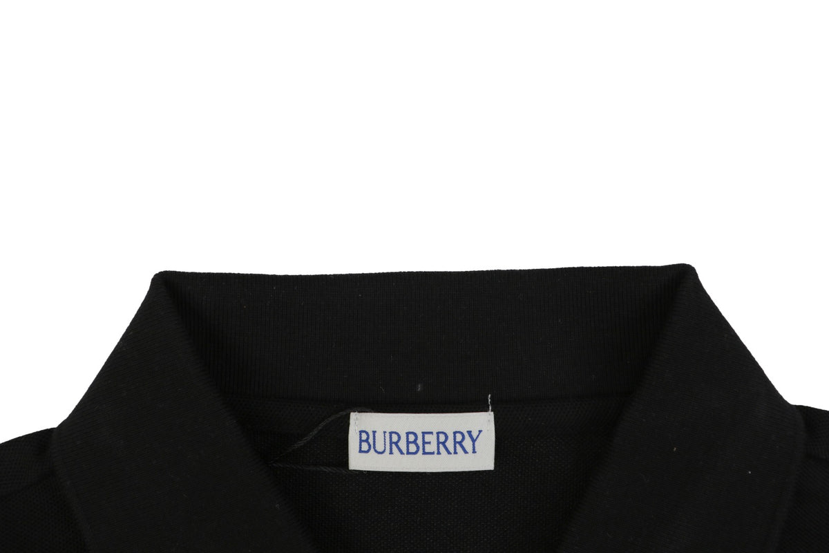 Burberry Equestrian Knight Stripe Cuff Polo Shirt – Black