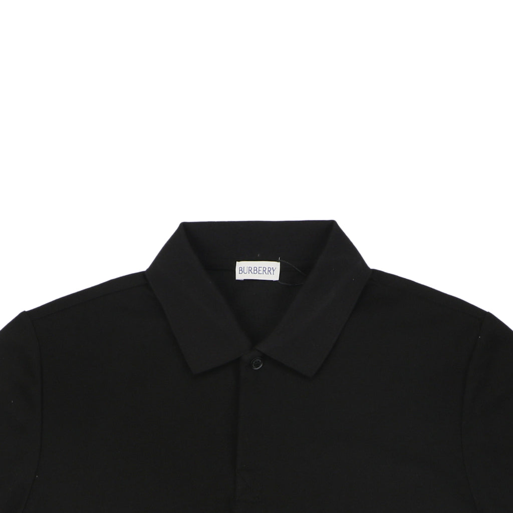 Burberry Equestrian Knight Stripe Cuff Polo Shirt – Black