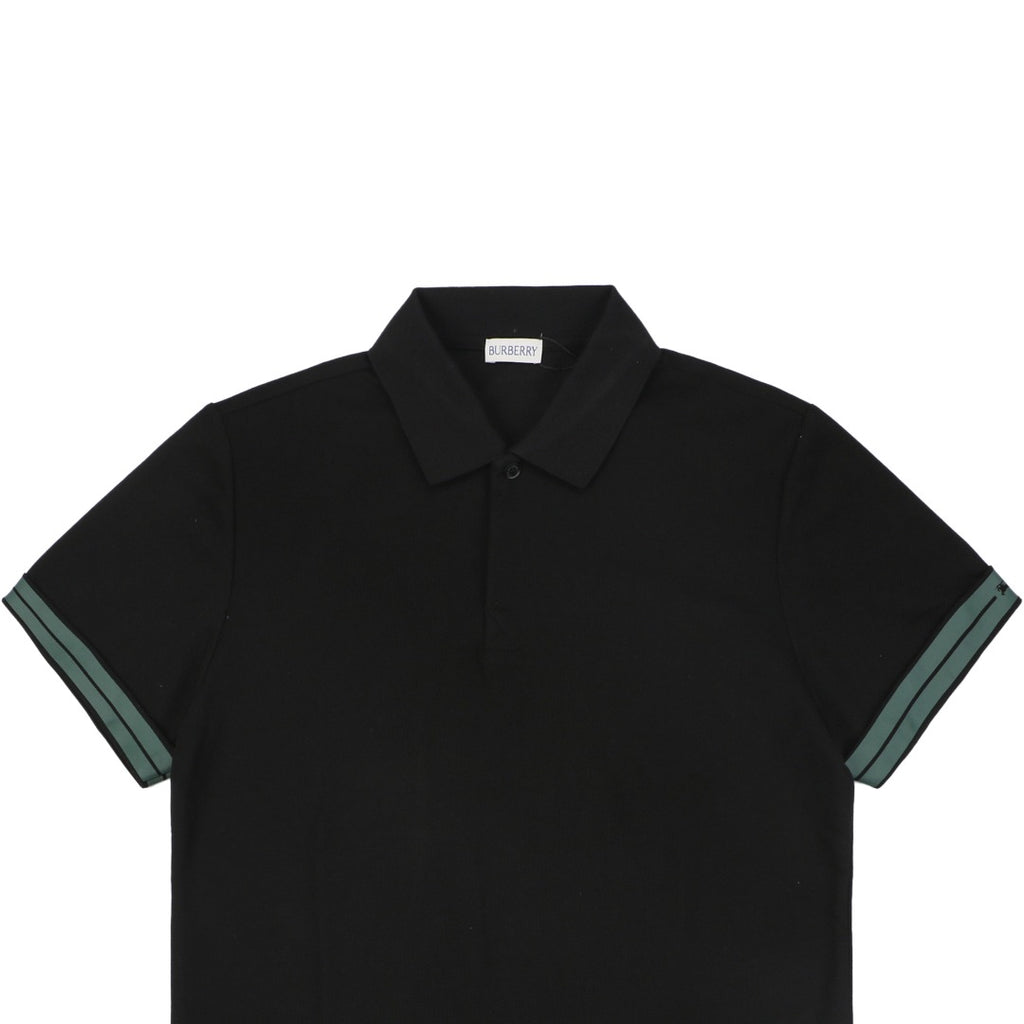 Burberry Equestrian Knight Stripe Cuff Polo Shirt – Black
