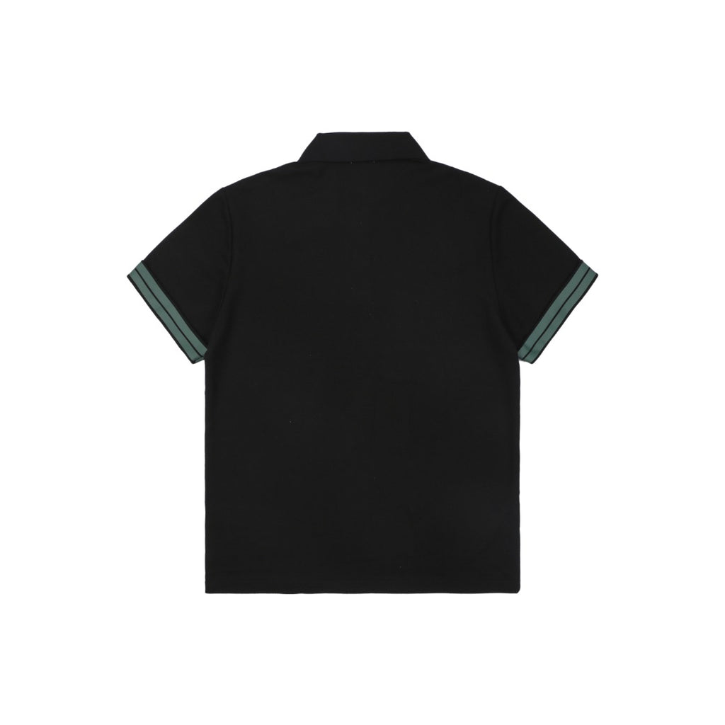 Burberry Equestrian Knight Stripe Cuff Polo Shirt – Black
