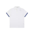 Burberry Striped Cuff Equestrian Knight Polo Shirt – White