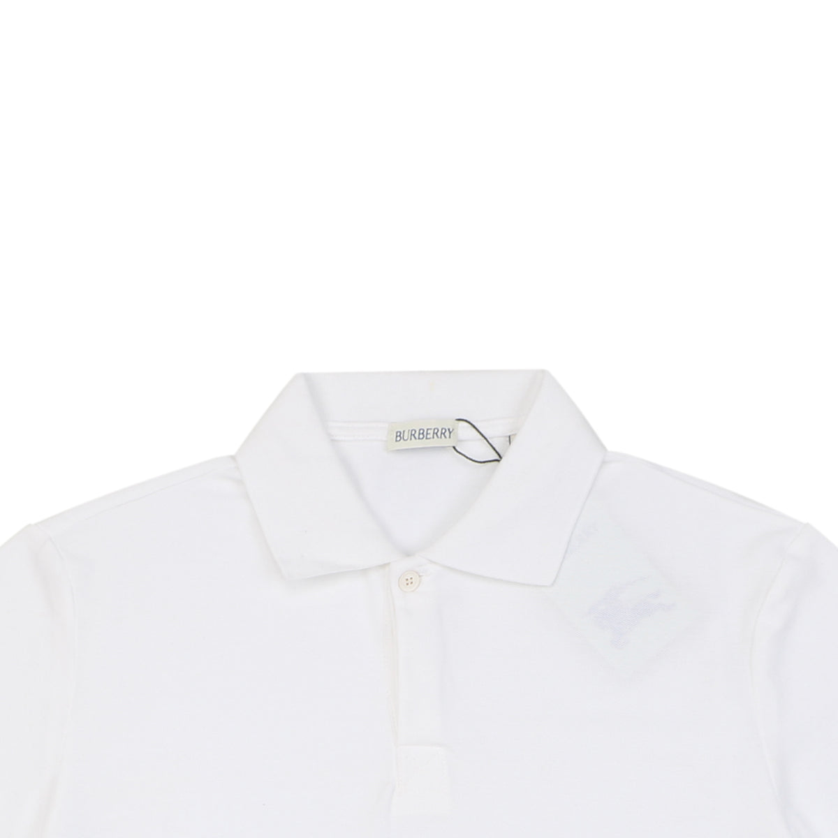 Burberry Striped Cuff Equestrian Knight Polo Shirt – White