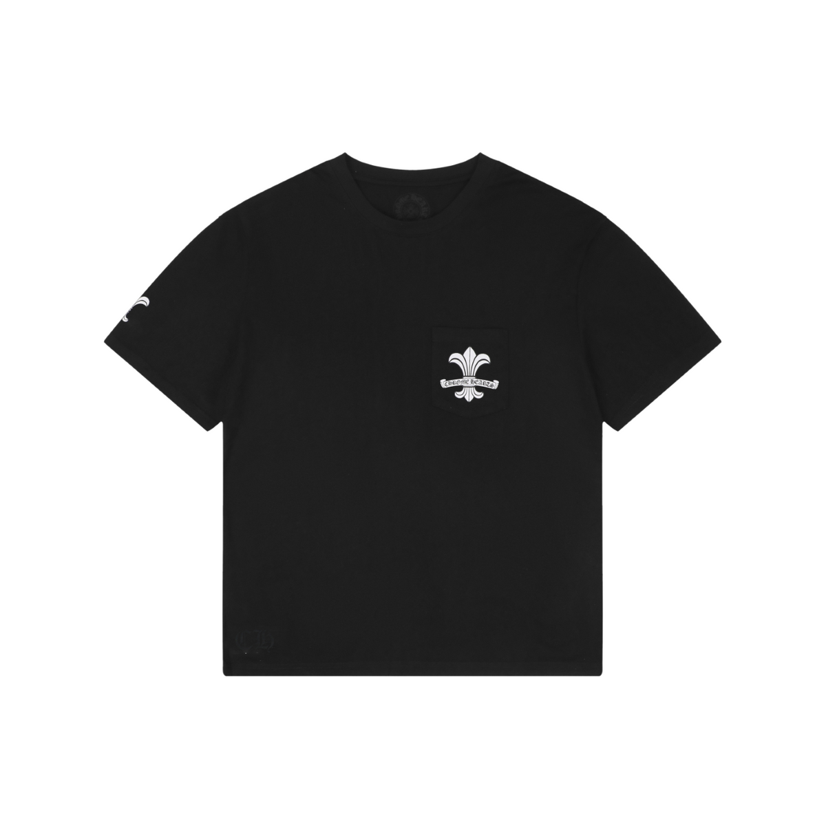 Chrome Hearts Distressed Fleur-de-Lis Sanskrit Print Short Sleeve Tee – Black