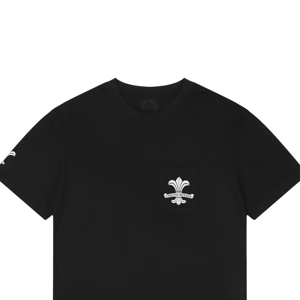 Chrome Hearts Distressed Fleur-de-Lis Sanskrit Print Short Sleeve Tee – Black