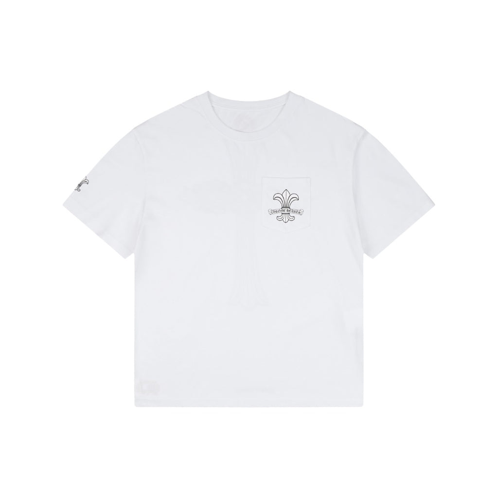 Chrome Hearts Distressed Fleur-de-lis Sanskrit Print Short Sleeve Tee – White