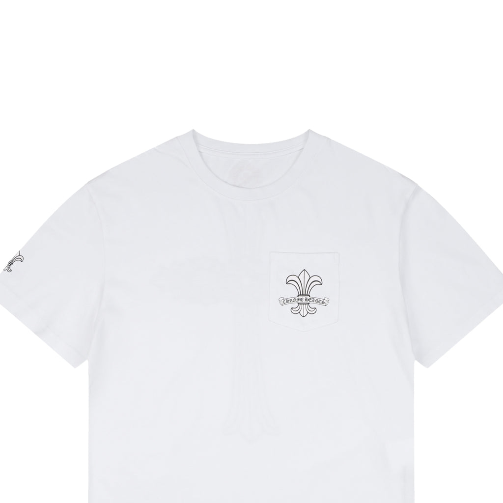 Chrome Hearts Distressed Fleur-de-lis Sanskrit Print Short Sleeve Tee – White