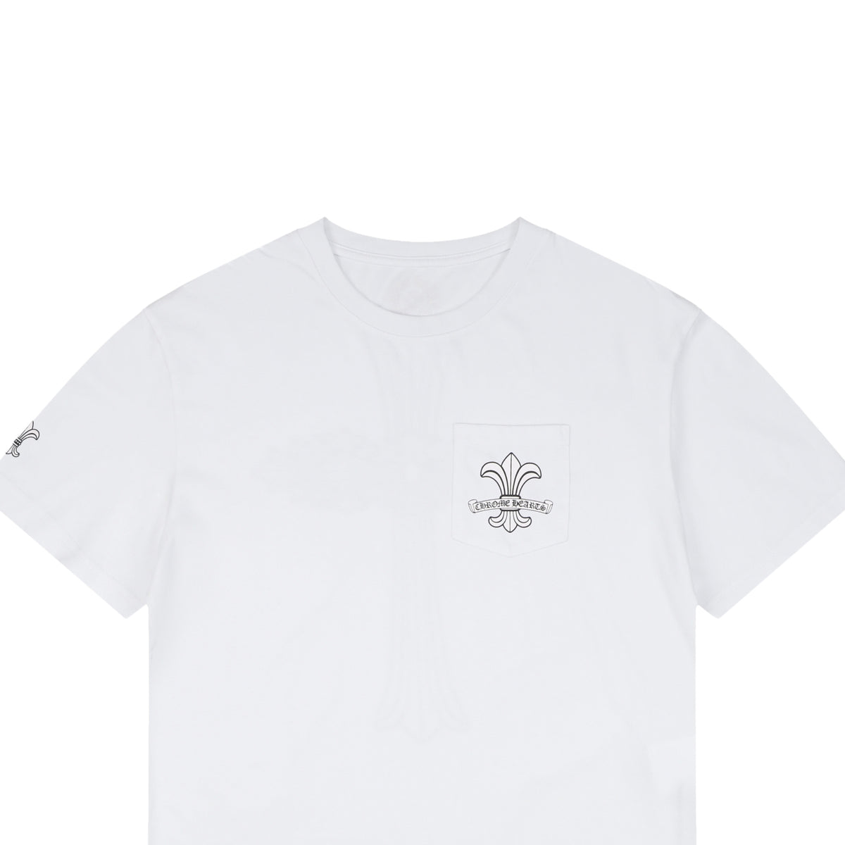 Chrome Hearts Distressed Fleur-de-lis Sanskrit Print Short Sleeve Tee – White