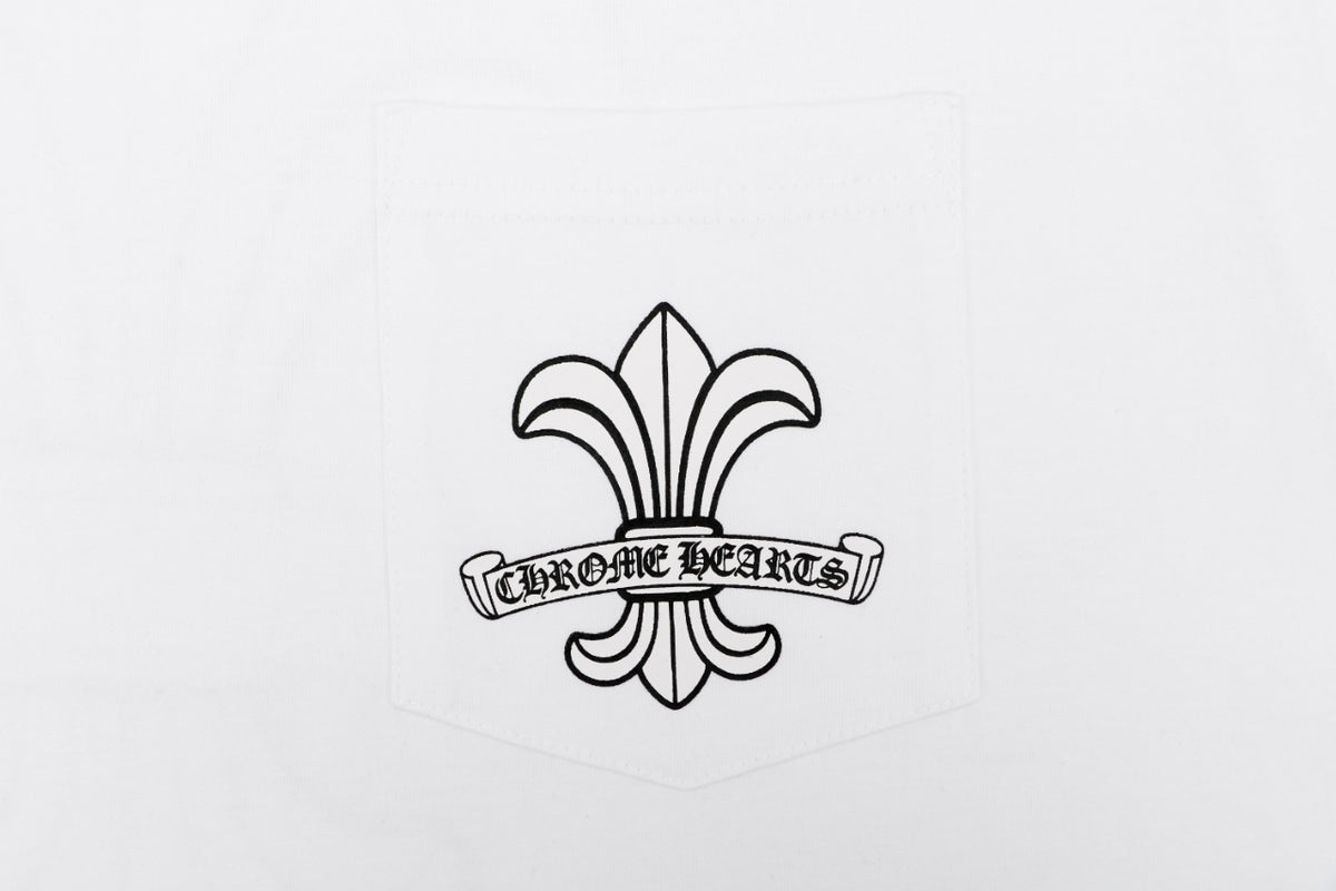 Chrome Hearts Distressed Fleur-de-lis Sanskrit Print Short Sleeve Tee – White
