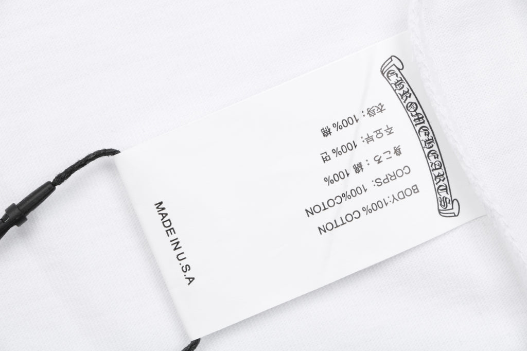 Chrome Hearts Distressed Fleur-de-lis Sanskrit Print Short Sleeve Tee – White