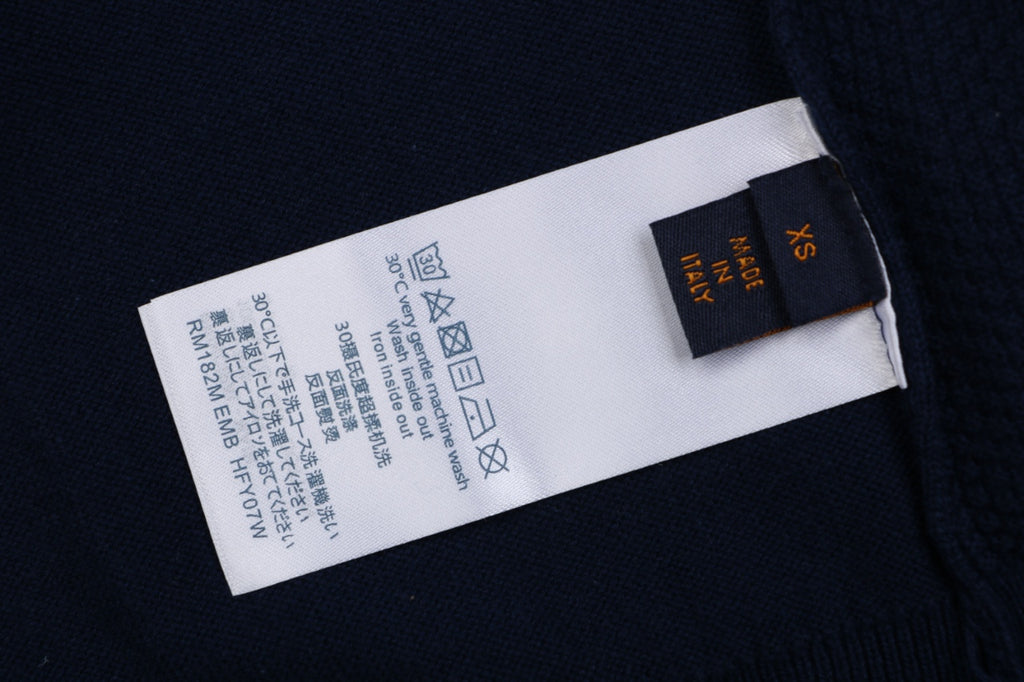 Louis Vuitton Vertical Stripe Monogram Openwork Jacquard Knit Polo – Navy