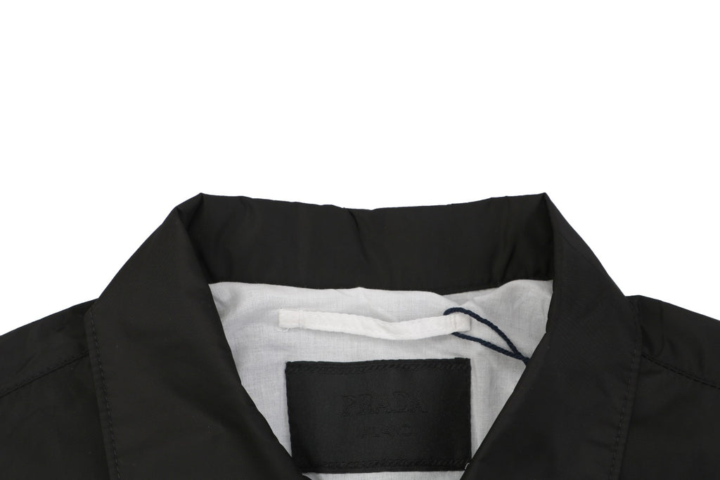 Prada Triangle Logo Nylon Zip Short Sleeve Shirt – Black