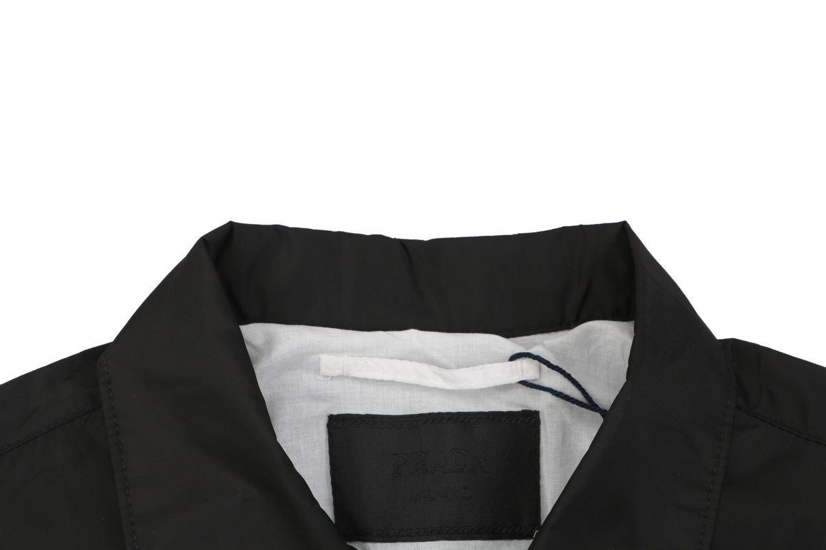 Prada Triangle Logo Nylon Zip Short Sleeve Shirt – Black