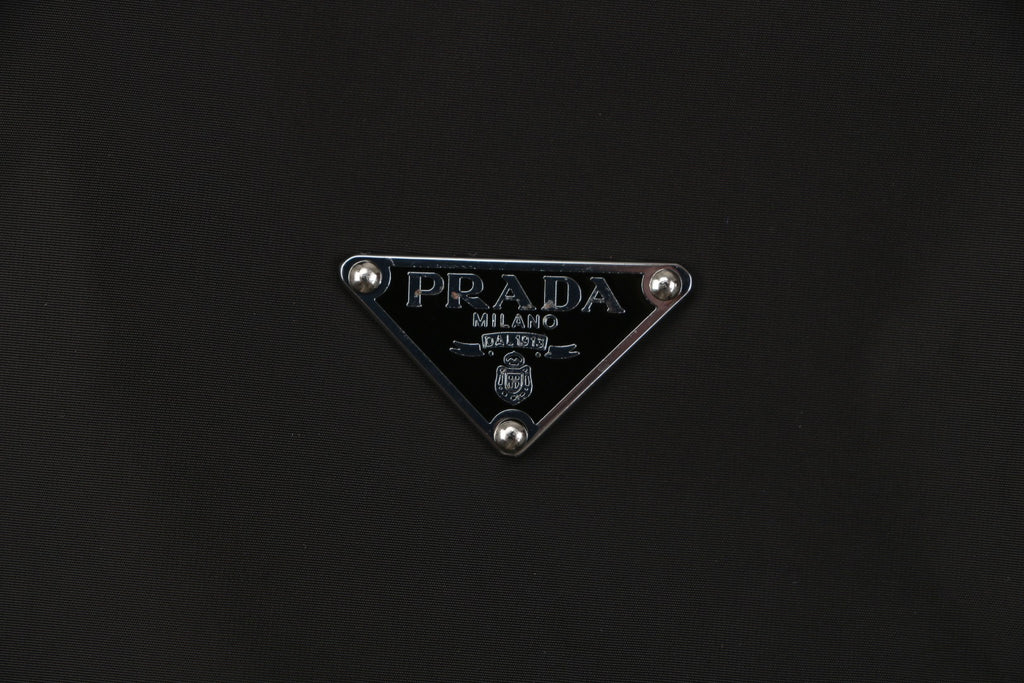 Prada Triangle Logo Nylon Zip Short Sleeve Shirt – Black
