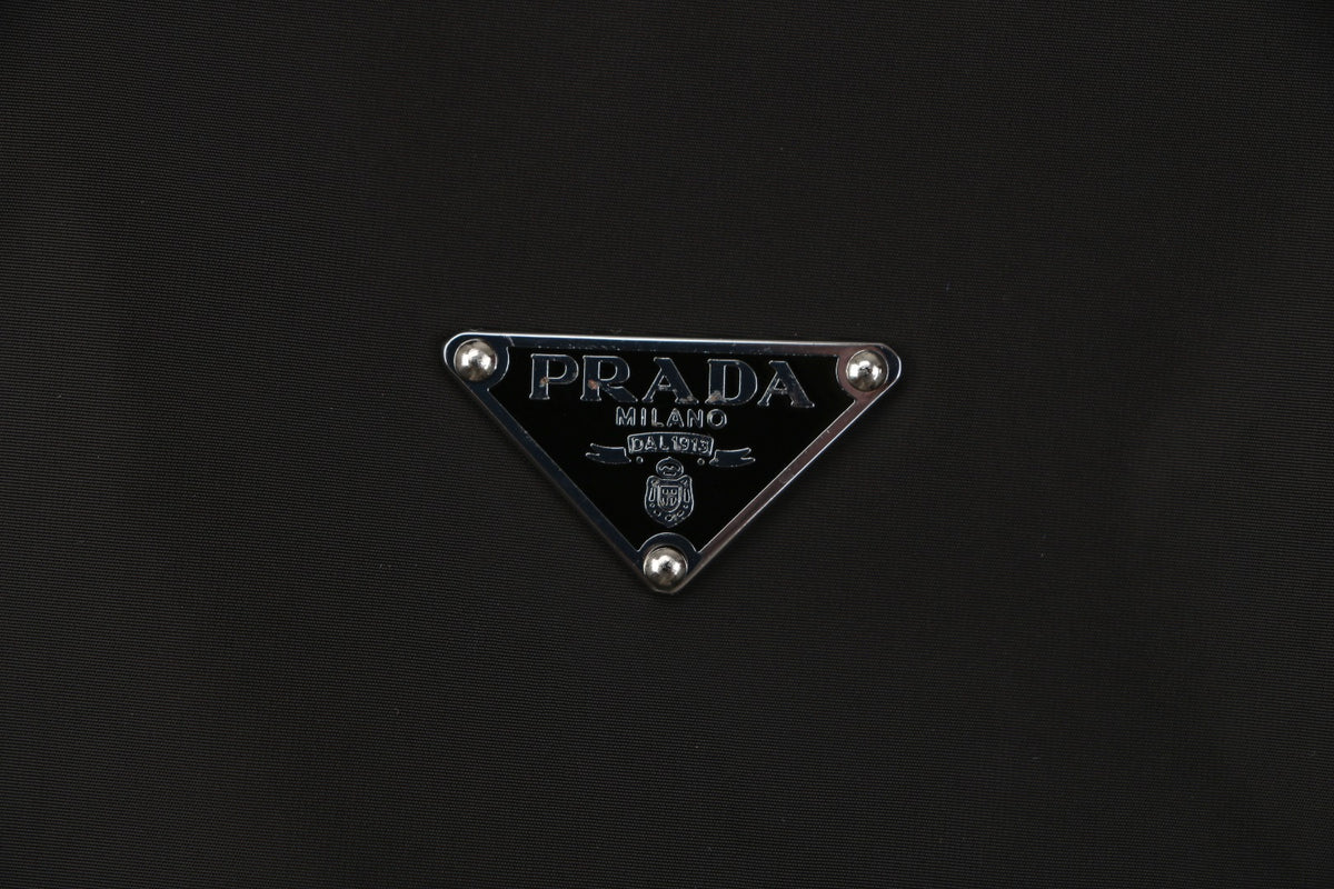 Prada Triangle Logo Nylon Zip Short Sleeve Shirt – Black