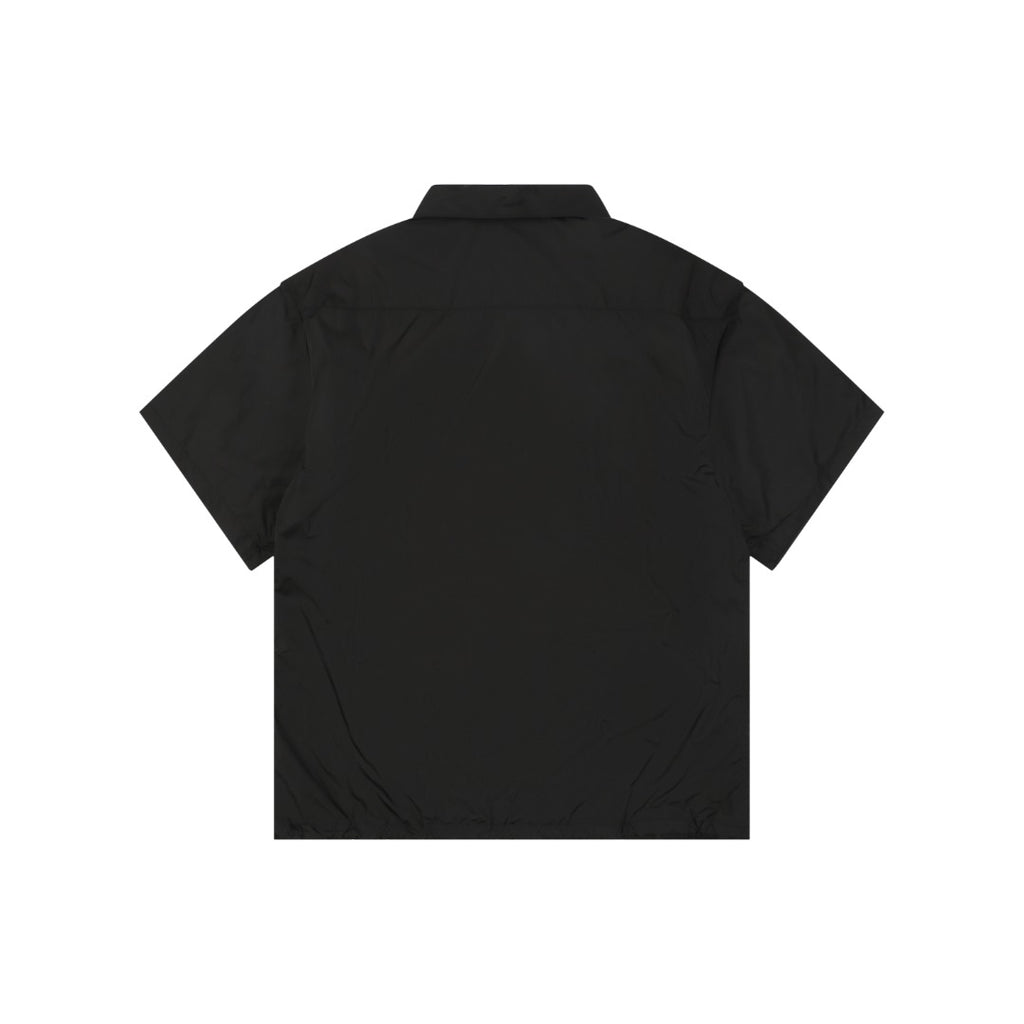 Prada Triangle Logo Nylon Zip Short Sleeve Shirt – Black