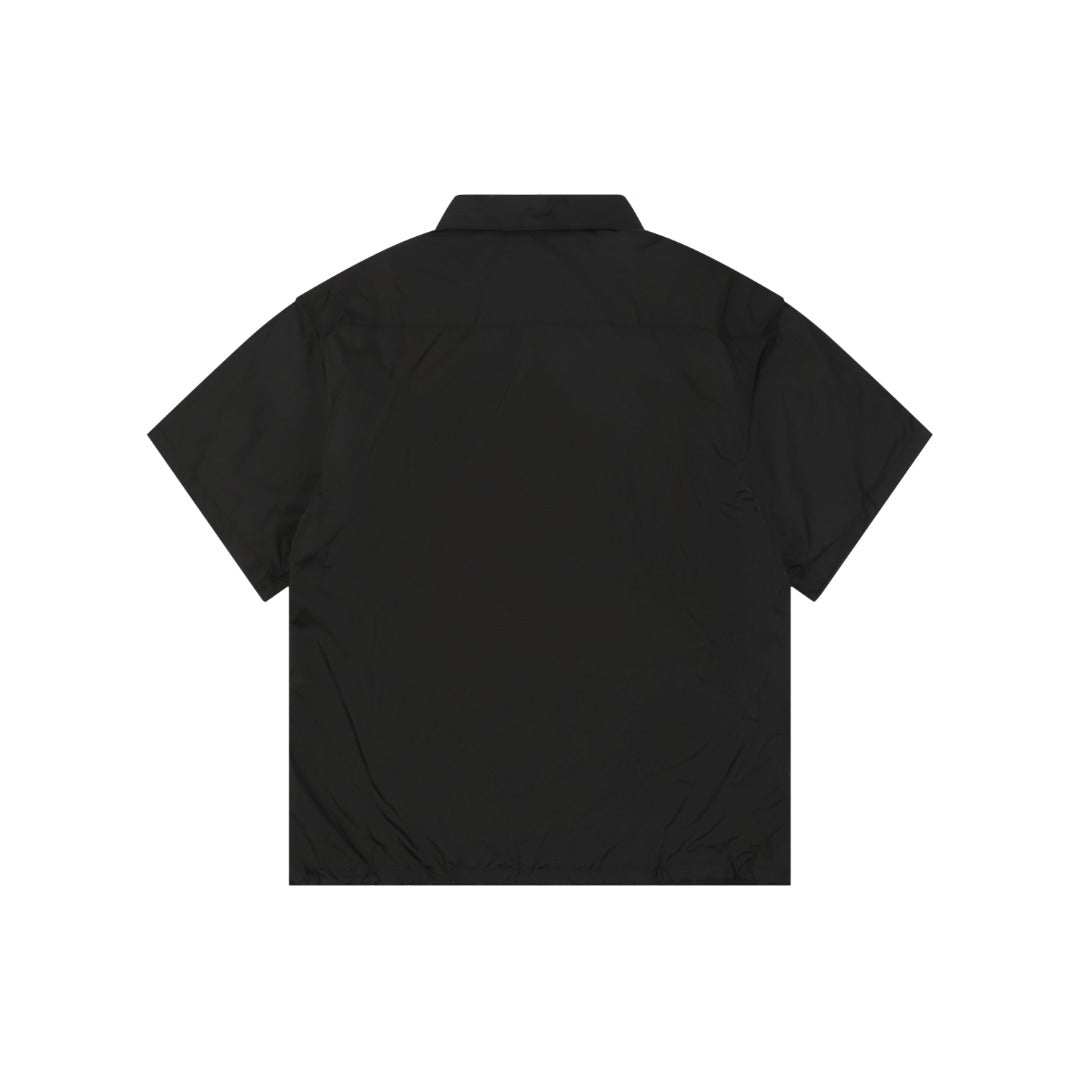 Prada Triangle Logo Nylon Zip Short Sleeve Shirt – Black