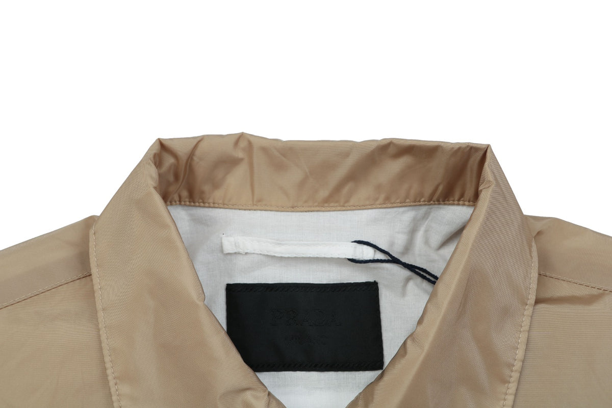 Prada Triangle Logo Nylon Zip Short Sleeve Shirt – Khaki