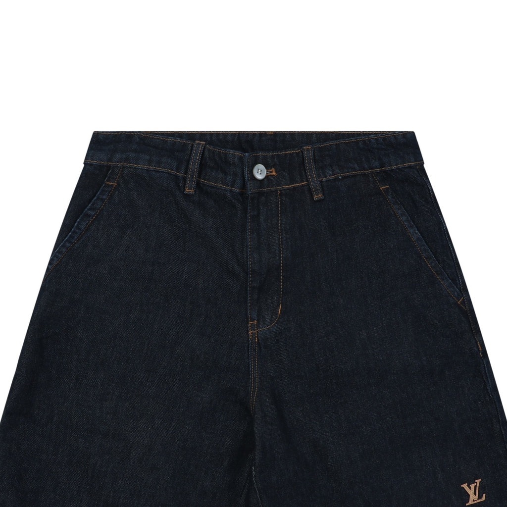 Louis Vuitton Monogram Leather Badge Denim Shorts – Indigo