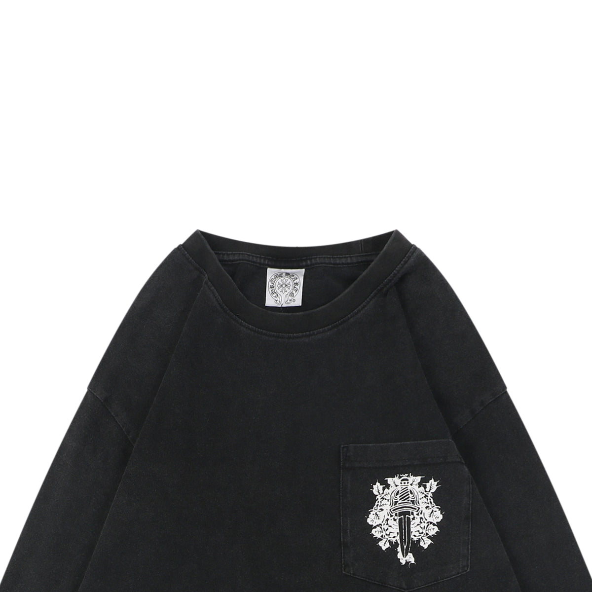 Chrome Hearts Vine Dagger Pocket Print Long Sleeve Tee – Black
