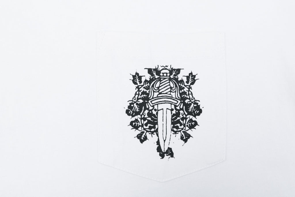 Chrome Hearts Vine Dagger Pocket Print Long Sleeve Tee – White