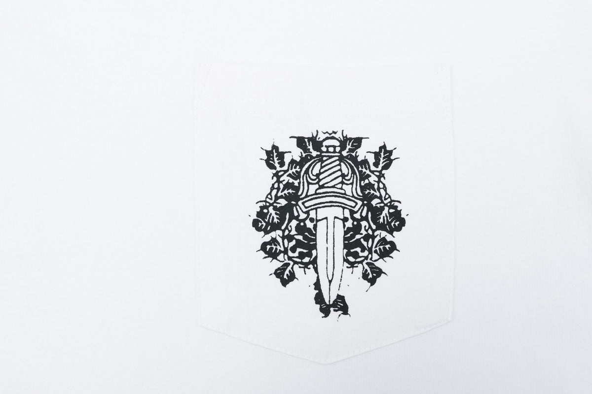 Chrome Hearts Vine Dagger Pocket Print Long Sleeve Tee – White