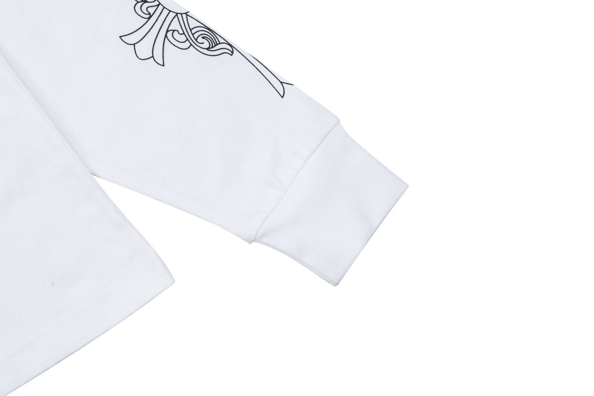 Chrome Hearts Vine Dagger Pocket Print Long Sleeve Tee – White