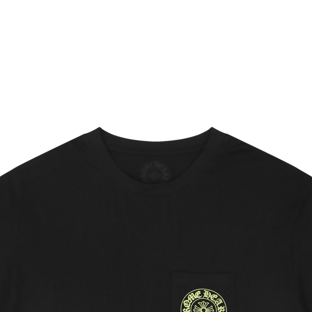 Chrome Hearts Pocket Sanskrit Scroll Print Short Sleeve Tee – Black / Neon Yellow