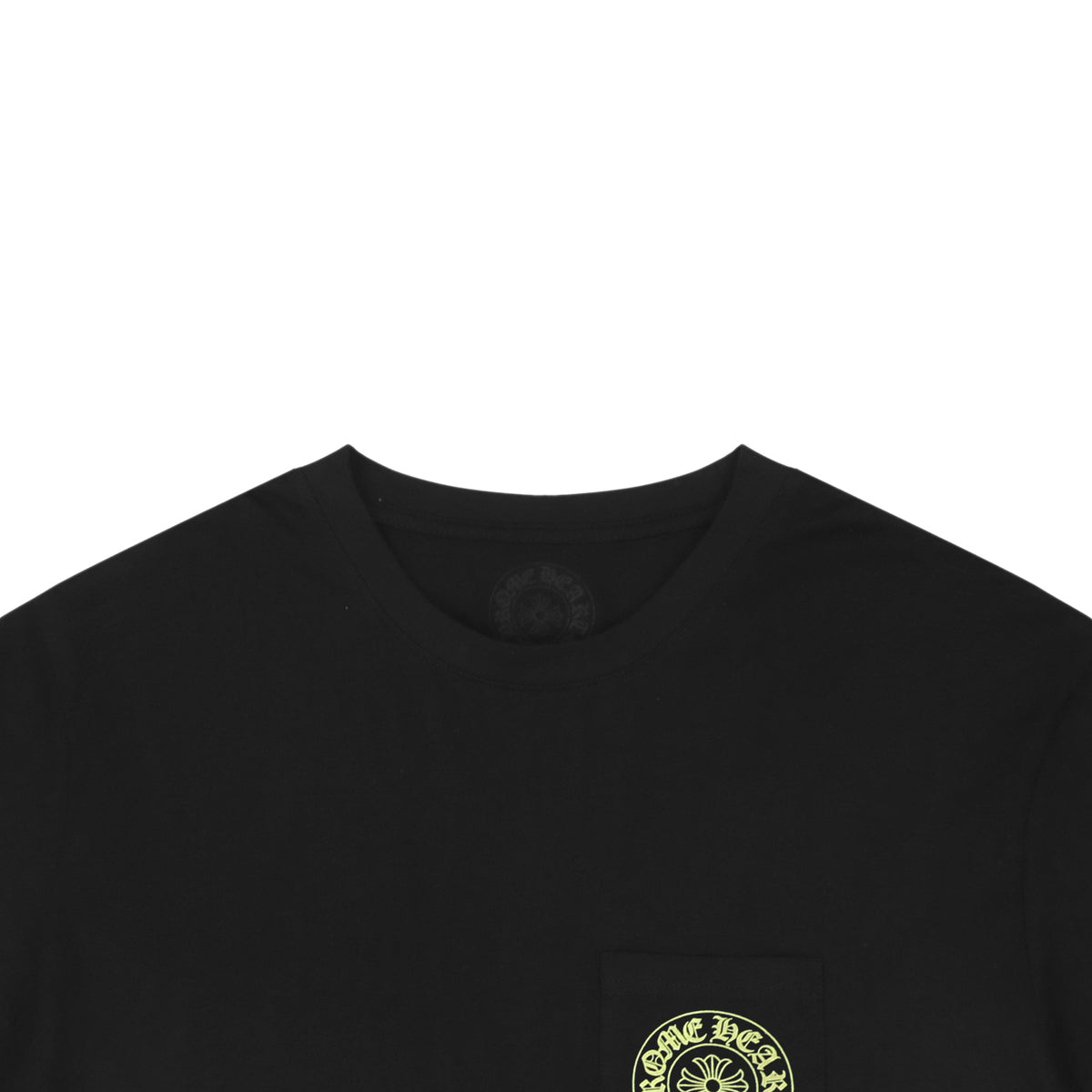 Chrome Hearts Pocket Sanskrit Scroll Print Short Sleeve Tee – Black / Neon Yellow