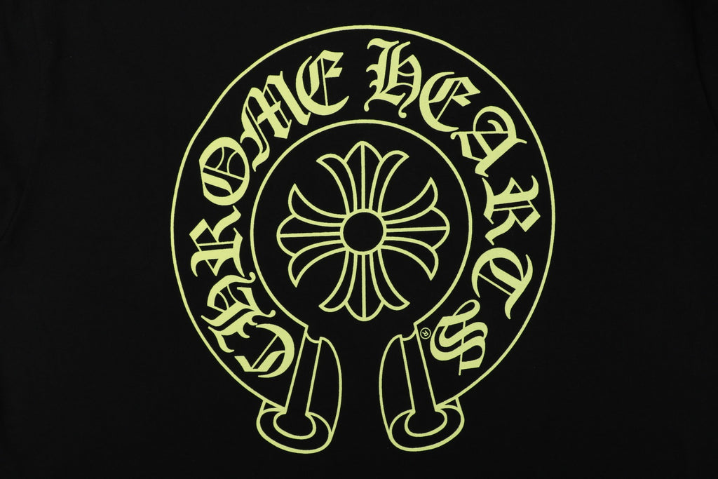 Chrome Hearts Pocket Sanskrit Scroll Print Short Sleeve Tee – Black / Neon Yellow