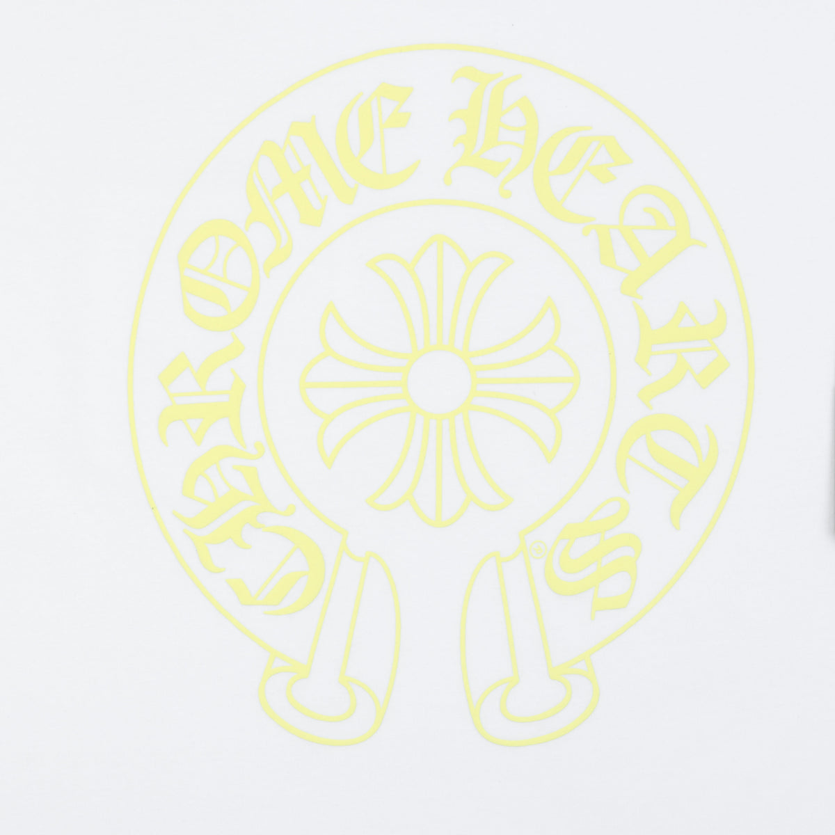 Chrome Hearts Pocket Sanskrit Scroll Print Short Sleeve Tee – White / Lemon Yellow