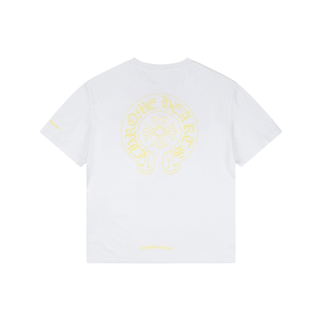 Chrome Hearts Pocket Sanskrit Scroll Print Short Sleeve Tee – White / Lemon Yellow