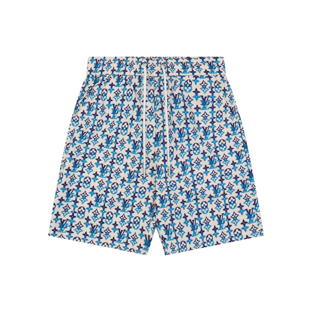 Louis Vuitton All-Over Monogram Print Shorts – Ecru / Blue Violet