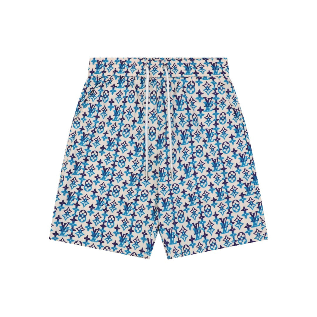 Louis Vuitton All-Over Monogram Print Shorts – Ecru / Blue Violet