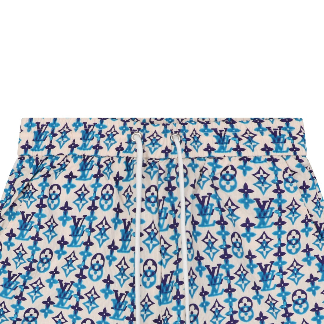 Louis Vuitton All-Over Monogram Print Shorts – Ecru / Blue Violet
