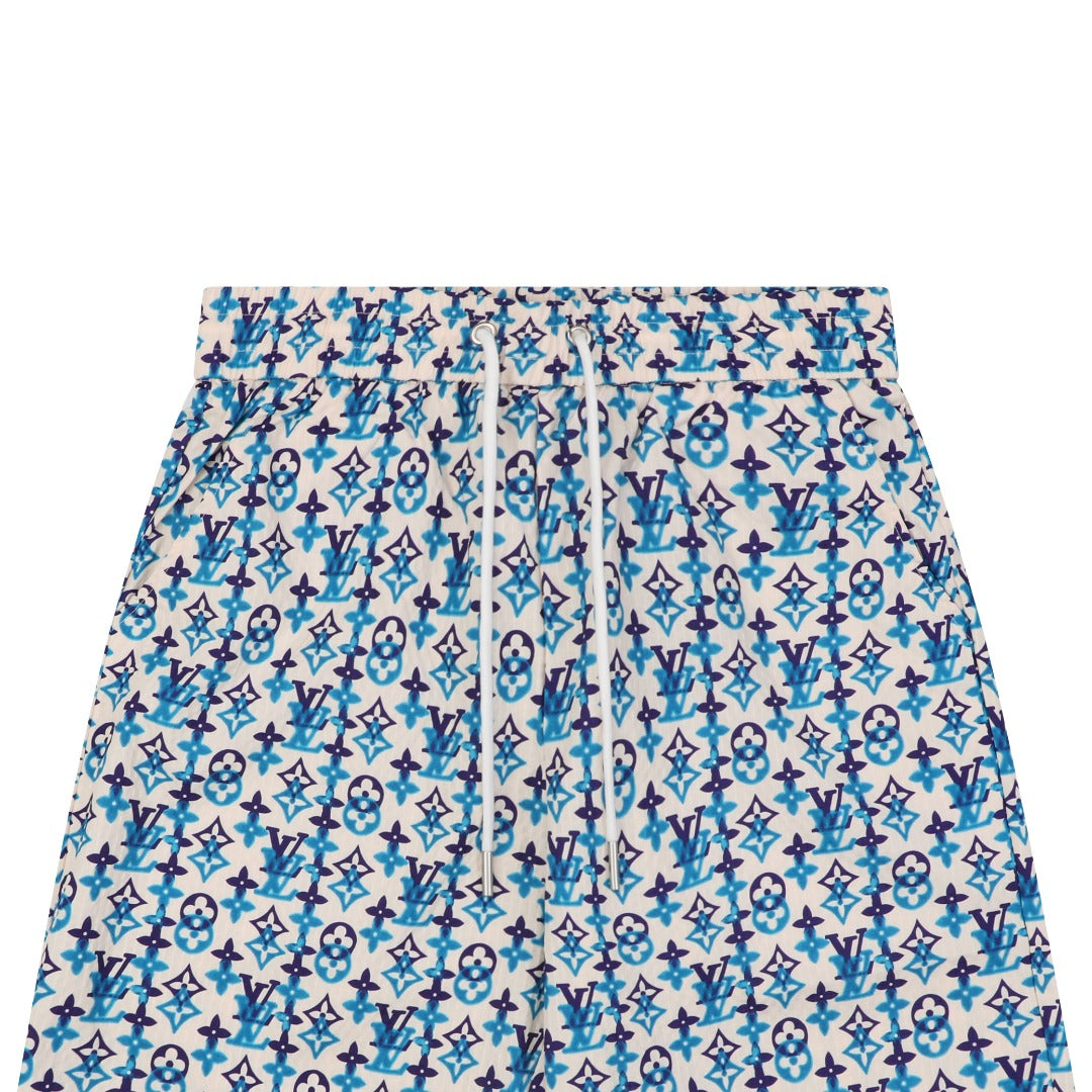 Louis Vuitton All-Over Monogram Print Shorts – Ecru / Blue Violet