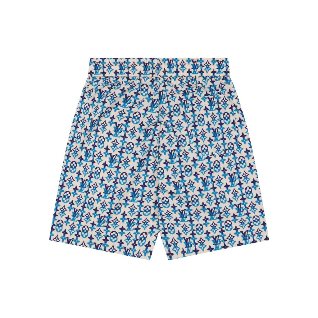 Louis Vuitton All-Over Monogram Print Shorts – Ecru / Blue Violet
