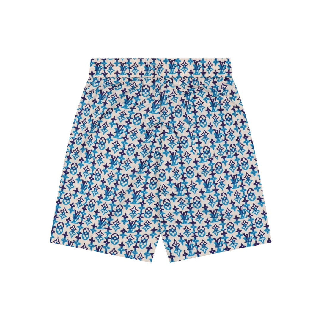 Louis Vuitton All-Over Monogram Print Shorts – Ecru / Blue Violet