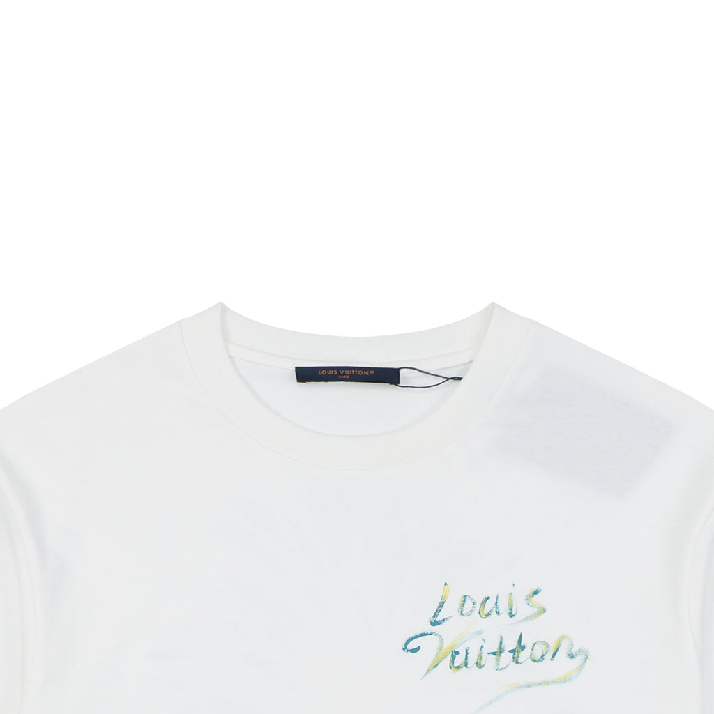 Louis Vuitton Graffiti Fireworks Print Short Sleeve Tee – White