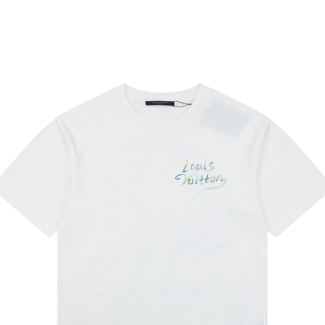 Louis Vuitton Graffiti Fireworks Print Short Sleeve Tee – White