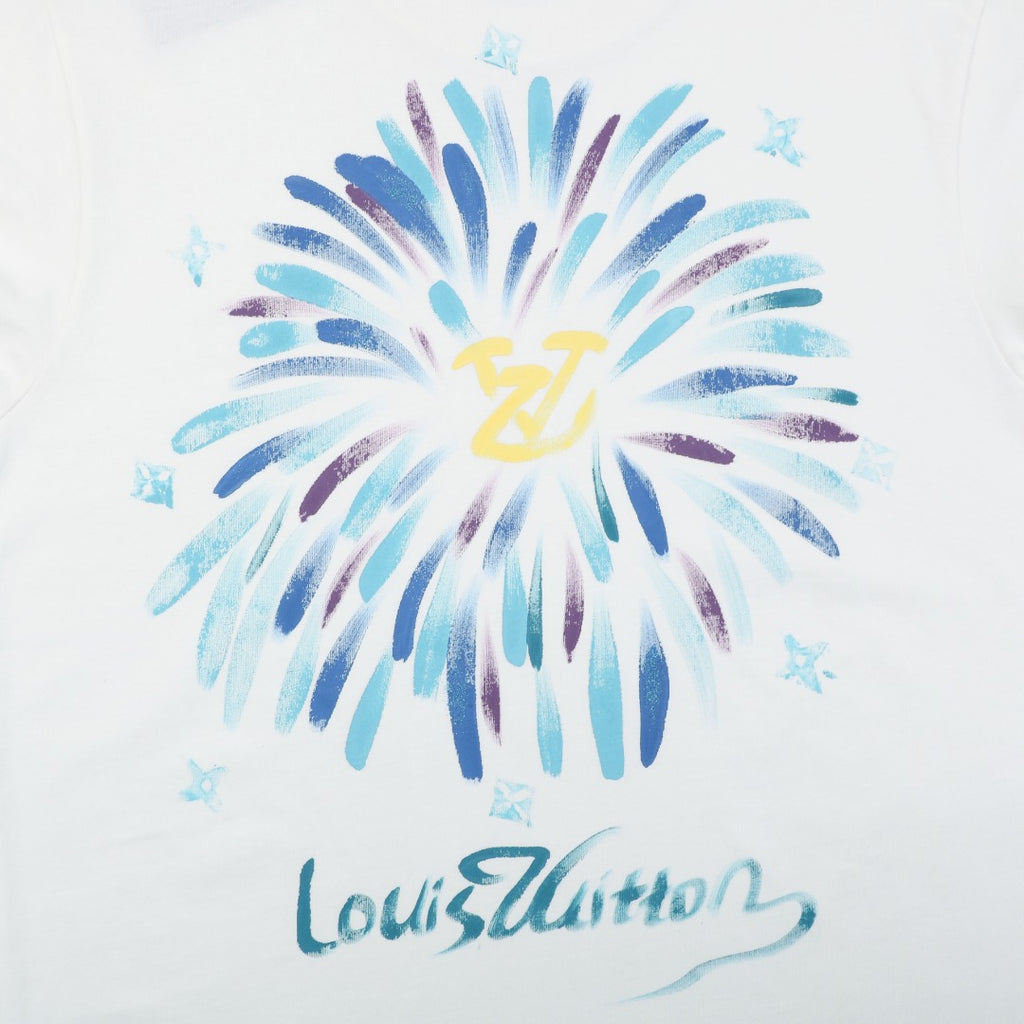 Louis Vuitton Graffiti Fireworks Print Short Sleeve Tee – White