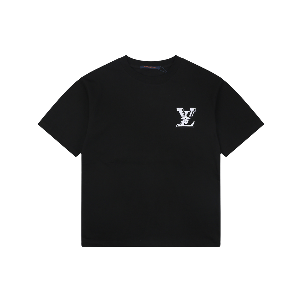 Louis Vuitton Graffiti Monogram Intarsia Letter Embroidered Short Sleeve Tee – Black