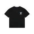 Louis Vuitton Graffiti Monogram Intarsia Letter Embroidered Short Sleeve Tee – Black