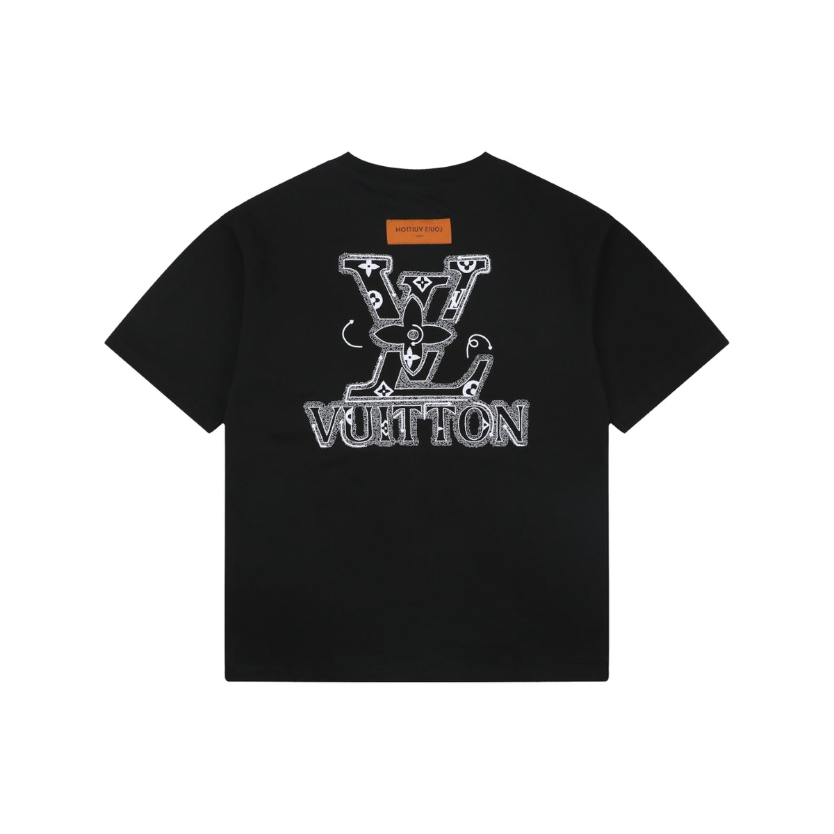Louis Vuitton Graffiti Monogram Intarsia Letter Embroidered Short Sleeve Tee – Black
