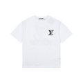 Louis Vuitton Graffiti Monogram Intarsia Letter Embroidered Short Sleeve Tee – White