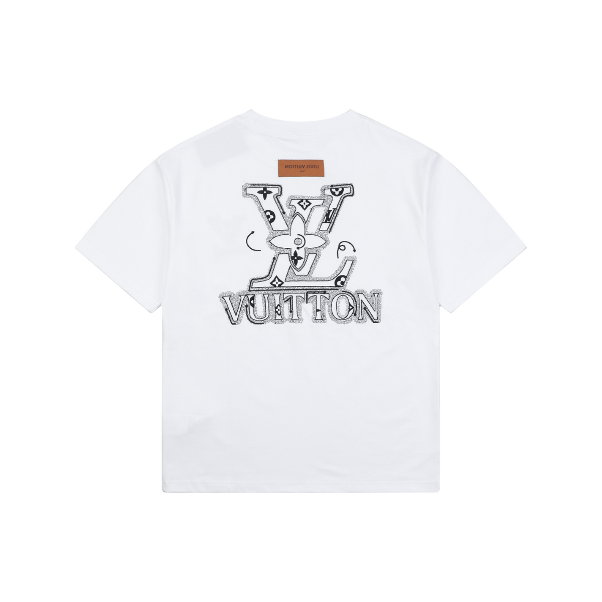 Louis Vuitton Graffiti Monogram Intarsia Letter Embroidered Short Sleeve Tee – White